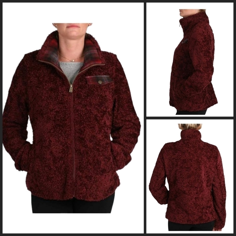 Pendleton Red & Plaid Fuzzy Zip Teddy Sherpa Shacket / Jacket